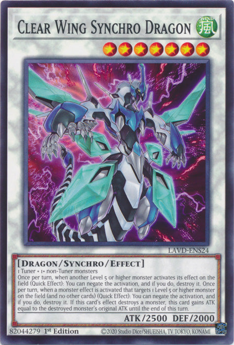 PLAYSET (3) 3x Clear Wing Synchro Dragon - (LAVD-ENS24) - Common 1st Edition