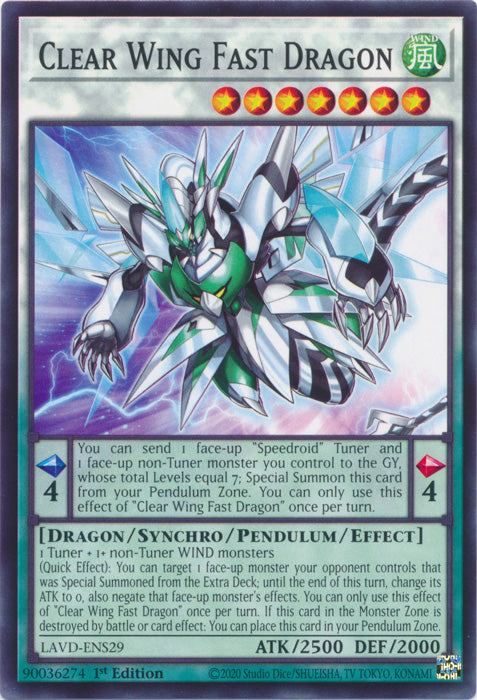 PLAYSET (3) 3x Clear Wing Fast Dragon - (LAVD-ENS29) - Common 1st Edition