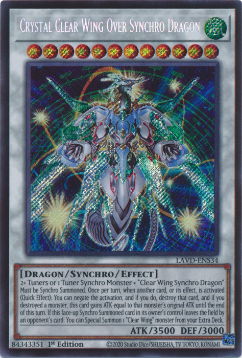 [SECRET RARE] Crystal Clear Wing Over Synchro Dragon - (LAVD-ENS34) - Secret Rare 1st Edition