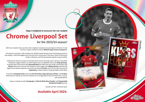 23-24 Topps Chrome Liverpool FC Hobby 1-Box Break #21829- Random