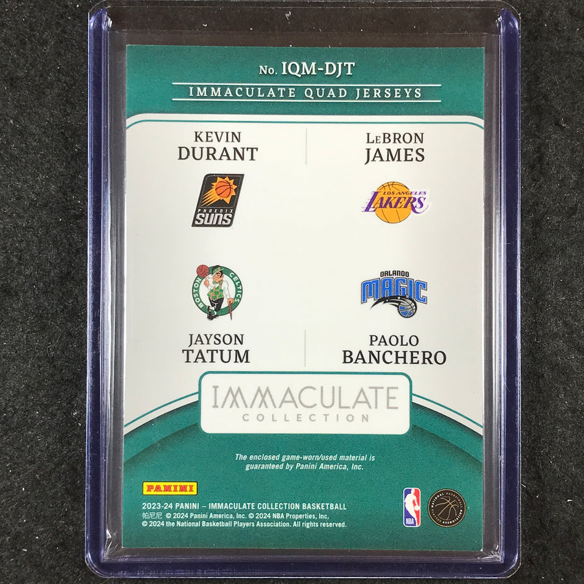 2023-24 Immaculate DURANT LEBRON TATUM BANCHERO Quad Jersey 20/99