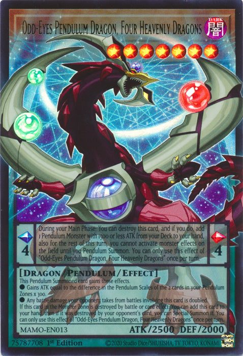 [OVERFRAME] Odd-Eyes Pendulum Dragon, Four Heavenly Dragons - (MAMO-EN013) - Ultra Rare - Magnificent Monsters