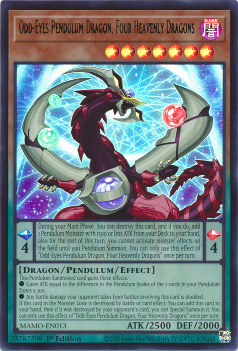 Odd-Eyes Pendulum Dragon, Four Heavenly Dragons - (MAMO-EN013) - Ultra Rare - Magnificent Monsters