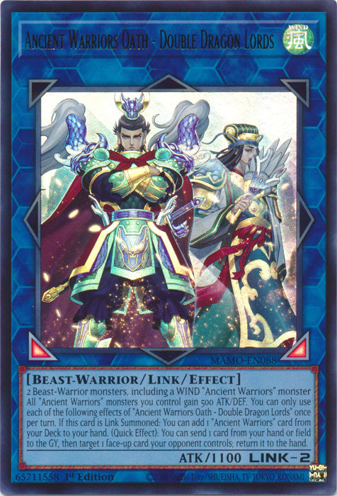 Ancient Warriors Oath - Double Dragon Lords - (MAMO-EN088) - Ultra Rare - Magnificent Monsters