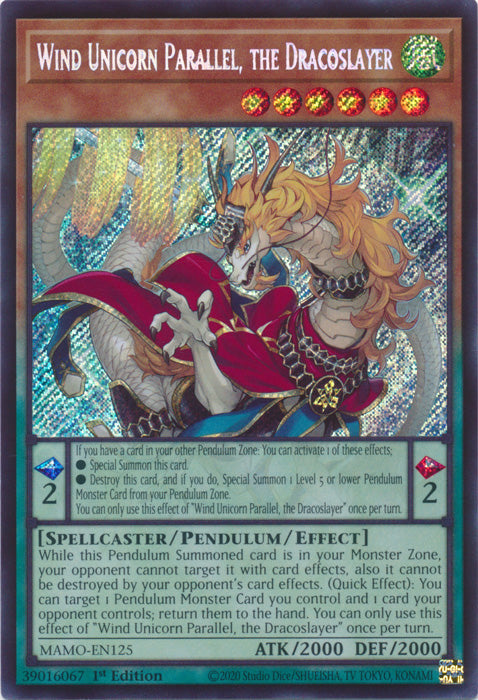 Wind Unicorn Parallel, the Dracoslayer - (MAMO-EN125) - Secret Rare - Magnificent Monsters