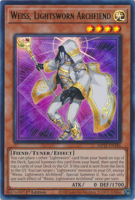 Weiss, Lightsworn Archfiend - MP25-EN186 - Ultra Rare 1st Edition