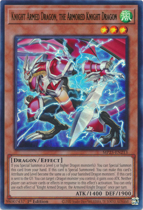 Knight Armed Dragon, the Armored Knight Dragon - MP25-EN213 - Ultra Rare 1st Edition
