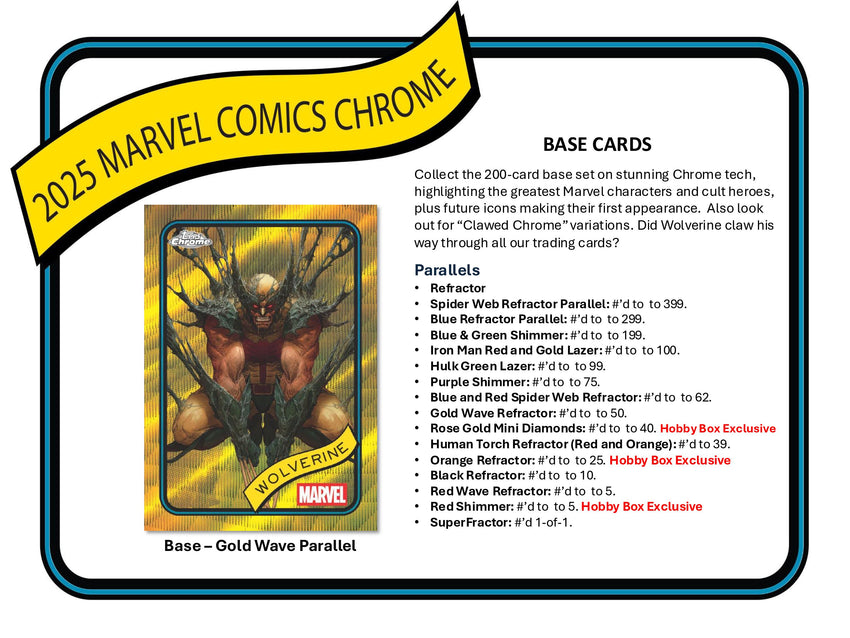 2025 Topps Chrome Marvel Hobby Box