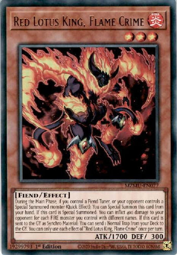 Red Lotus King, Flame Crime - (MZMU-EN077) - [Ultra Rare] 1st Edition