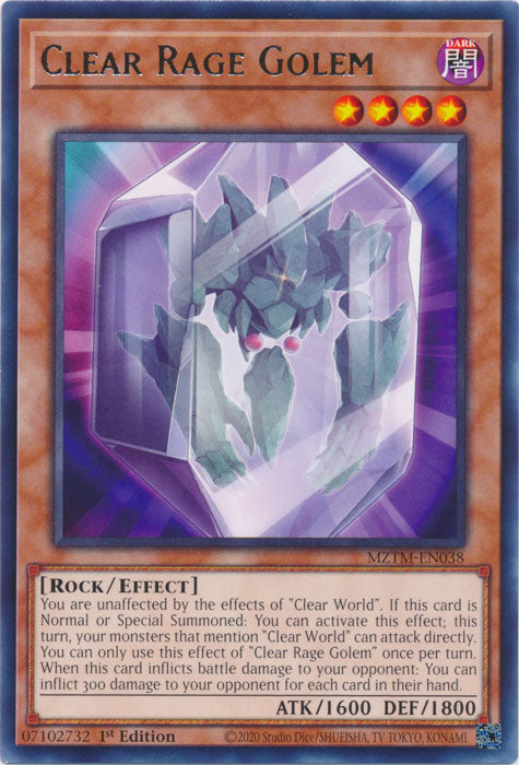 Clear Rage Golem - MZTM-EN038 - Rare 1st Edition