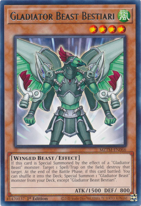 Gladiator Beast Bestiari - MZTM-EN066 - Rare 1st Edition