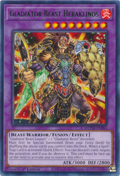 Gladiator Beast Heraklinos - MZTM-EN084 - Rare 1st Edition