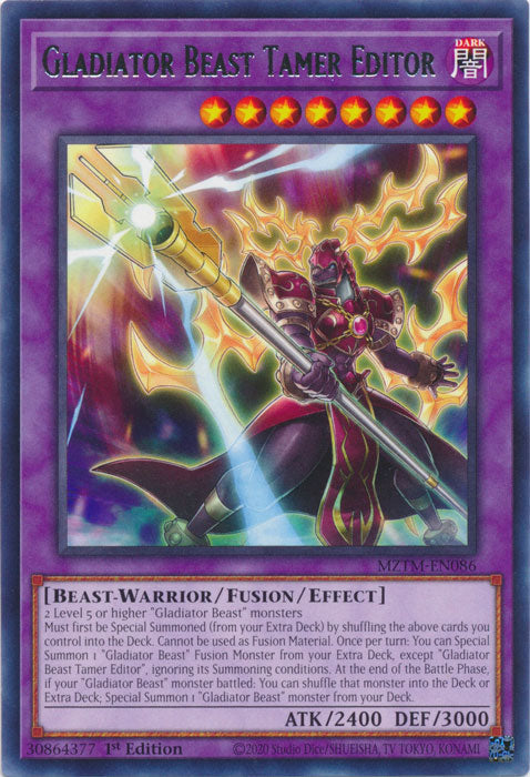 Gladiator Beast Tamer Editor - MZTM-EN086 - Rare 1st Edition
