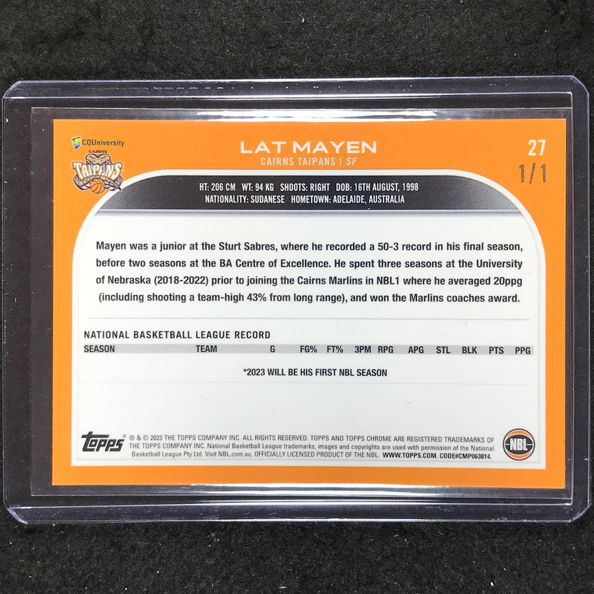 2022-23 Topps Chrome NBL LAT MAYEN Rookie Superfractor 1/1 #27
