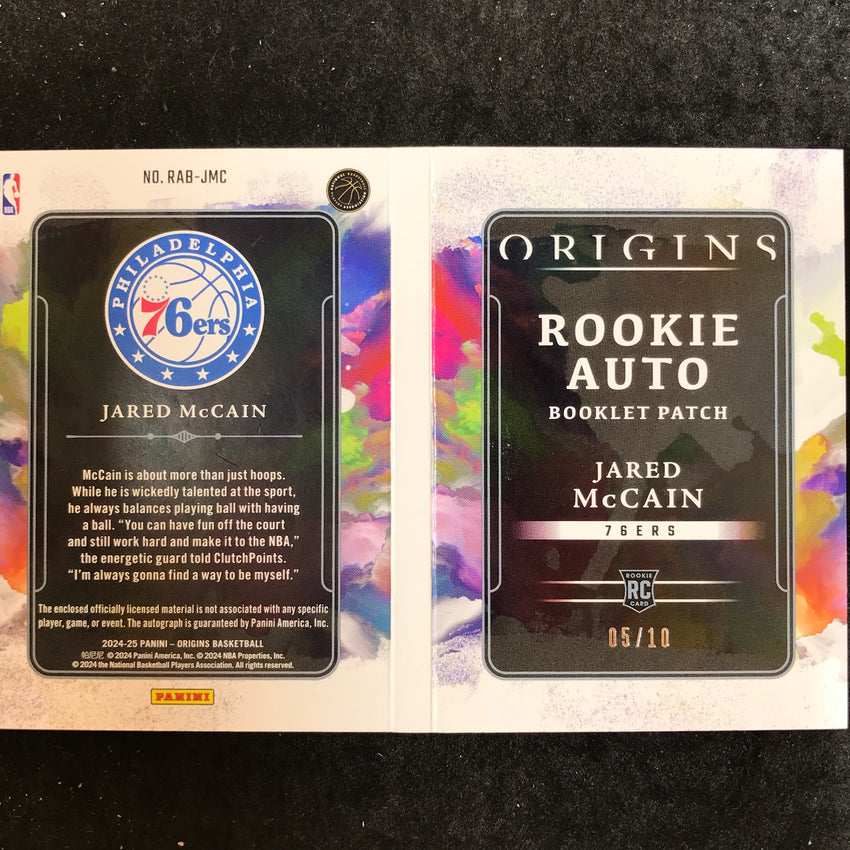 2024-25 Origins JARED MCCAIN Rookie Auto Booklet Patch 5/10
