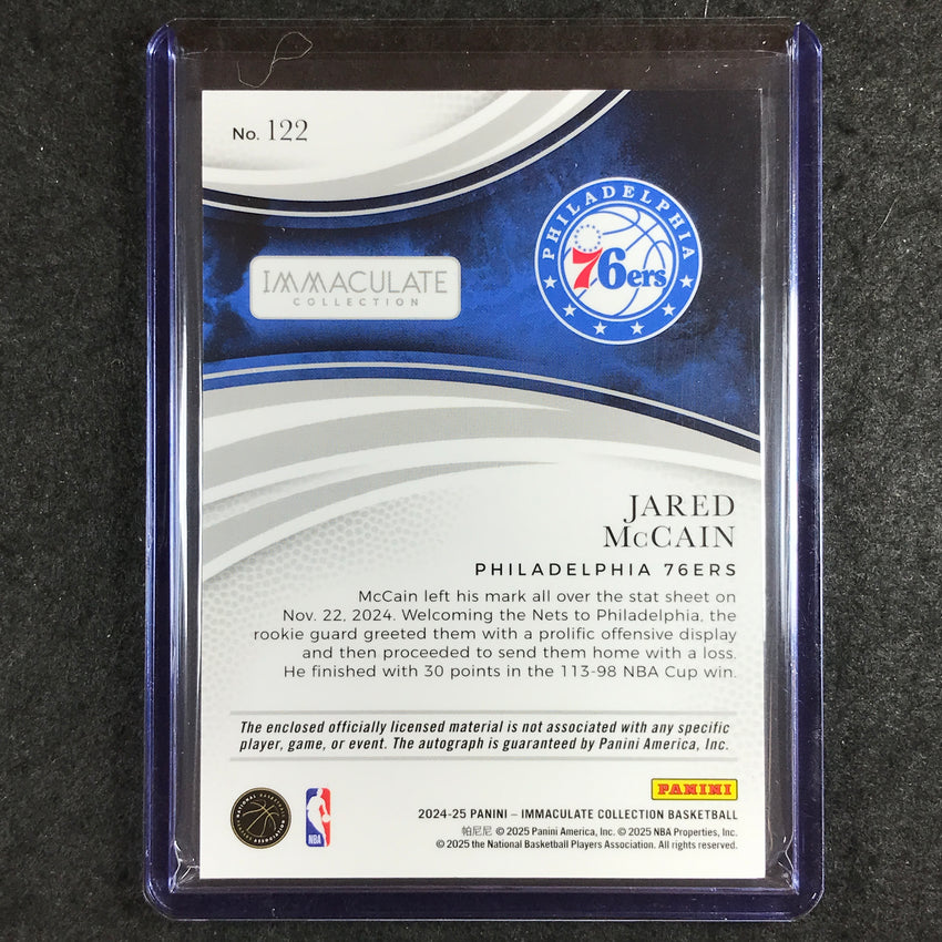 2024-25 Immaculate JARED MCCAIN Base Rookie Patch Auto Gold 6/10 #122
