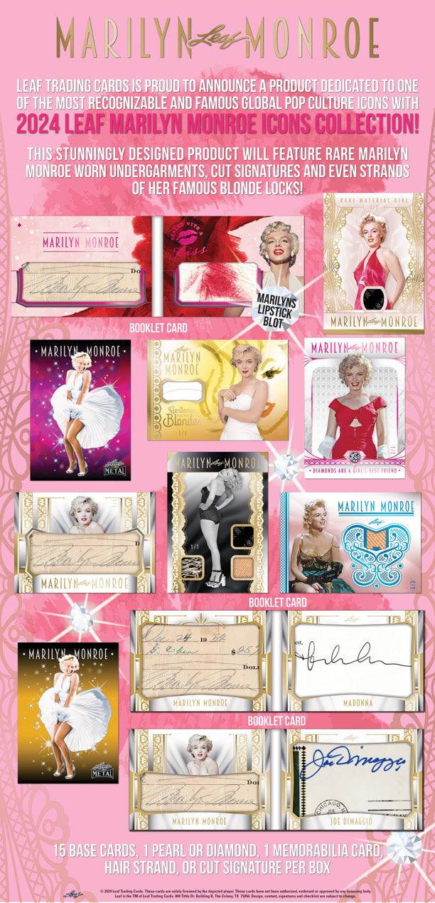 2024 Leaf Marilyn Monroe Icons Collection Hobby Box (Pre Order Jul 31)