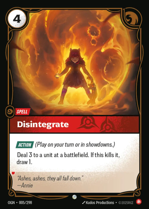 PLAYSET (3) 3x Disintegrate  - 005/298 - Common -  Riftbound - Origins