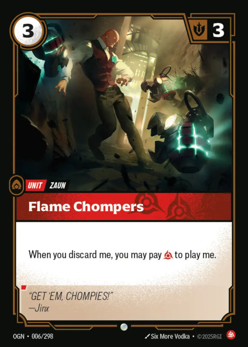 PLAYSET (3) 3x Flame Chompers  - 006/298 - Common -  Riftbound - Origins