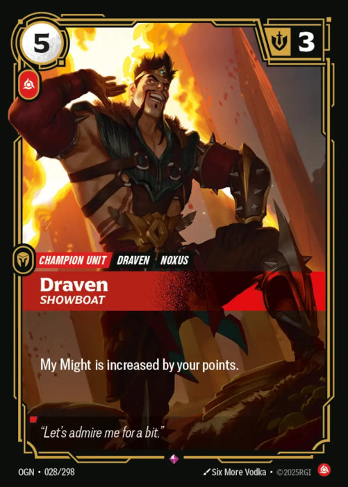 Draven - Showboat  - 028/298 - Rare -  Riftbound - Origins
