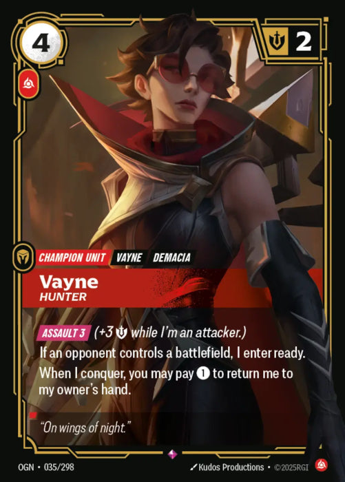 Vayne - Hunter - 035/298 - Rare - Riftbound - Origins – Cherry Collectables
