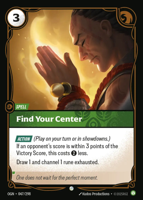 PLAYSET (3) 3x Find Your Center  - 047/298 - Common -  Riftbound - Origins
