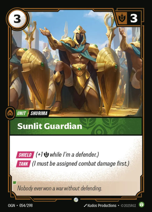 PLAYSET (3) 3x Sunlit Guardian  - 054/298 - Common -  Riftbound - Origins