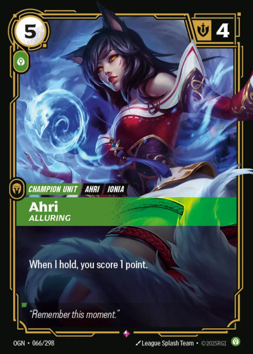 Ahri - Alluring (066) - 066/298 - Rare -  Riftbound - Origins