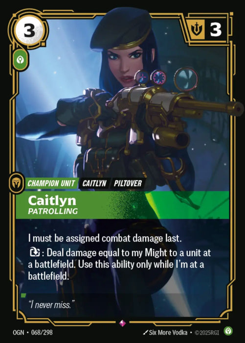 Caitlyn - Patrolling  - 068/298 - Rare -  Riftbound - Origins