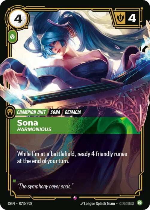 Sona - Harmonious  - 073/298 - Rare -  Riftbound - Origins