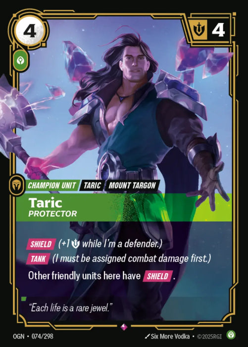 Taric - Protector  - 074/298 - Rare -  Riftbound - Origins