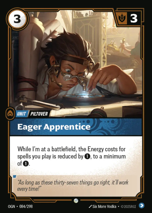 PLAYSET (3) 3x Eager Apprentice  - 084/298 - Common -  Riftbound - Origins