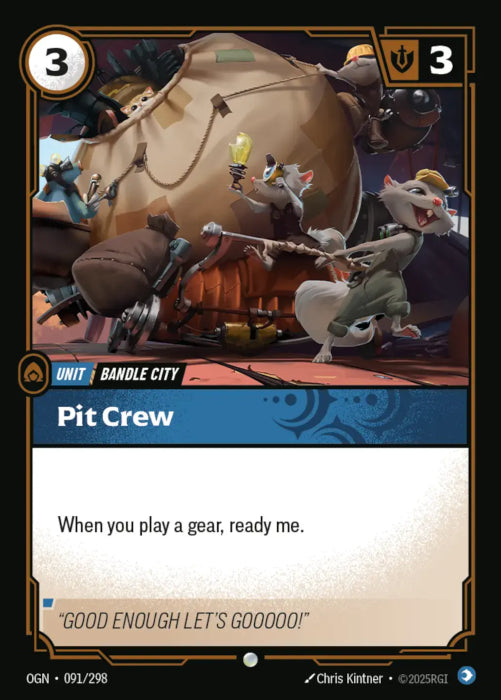 PLAYSET (3) 3x Pit Crew  - 091/298 - Common -  Riftbound - Origins