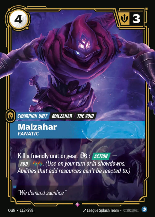 Malzahar - Fanatic  - 113/298 - Rare -  Riftbound - Origins
