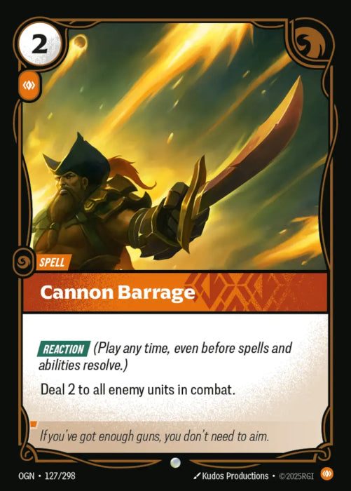 PLAYSET (3) 3x Cannon Barrage  - 127/298 - Common -  Riftbound - Origins
