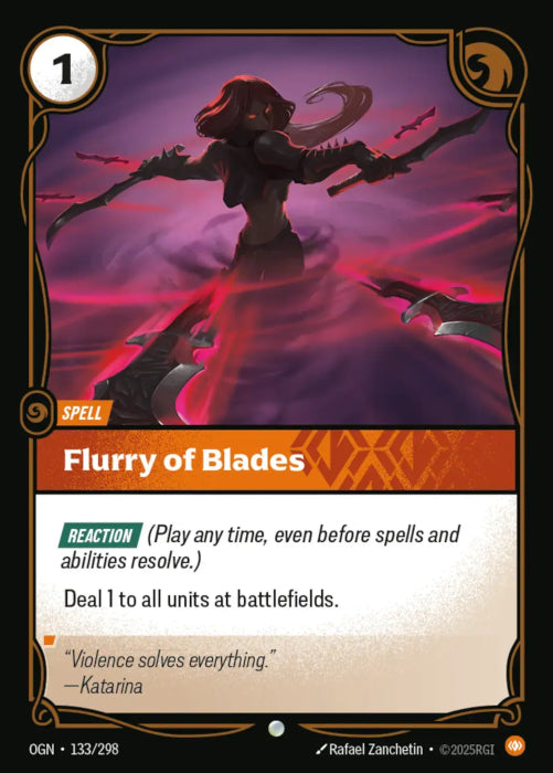 PLAYSET (3) 3x Flurry of Blades  - 133/298 - Common -  Riftbound - Origins