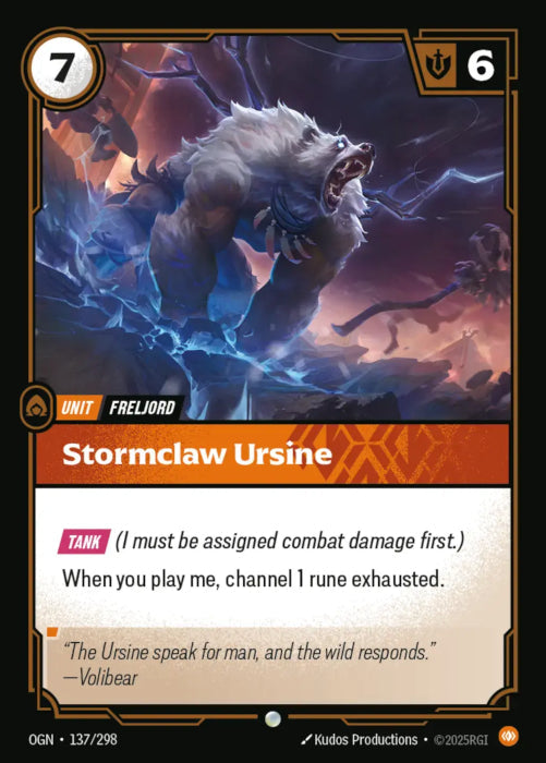 PLAYSET (3) 3x Stormclaw Ursine  - 137/298 - Common -  Riftbound - Origins
