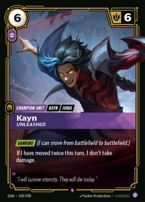 Kayn - Unleashed - 189/298 - Rare - Riftbound - Origins – Cherry ...