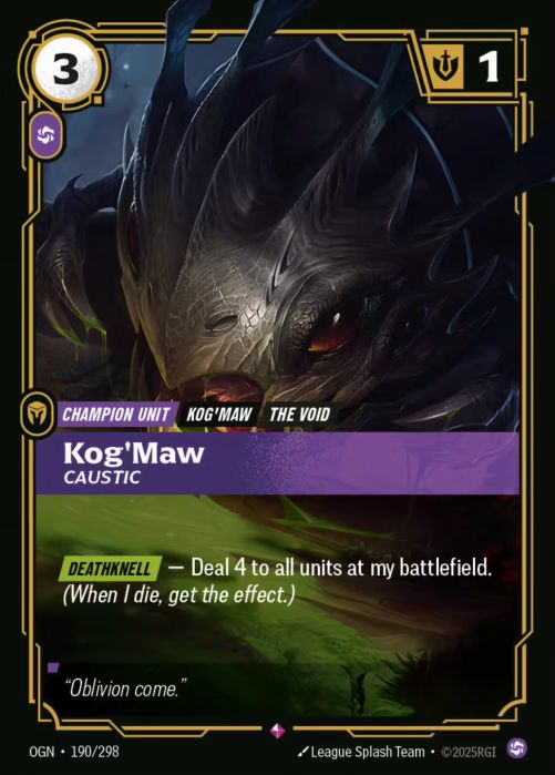 Kog'Maw - Caustic  - 190/298 - Rare -  Riftbound - Origins