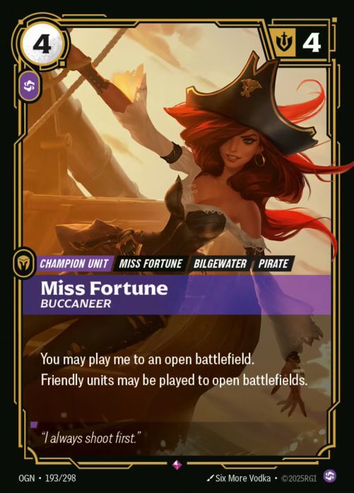 Miss Fortune - Buccaneer (193) - 193/298 - Rare -  Riftbound - Origins