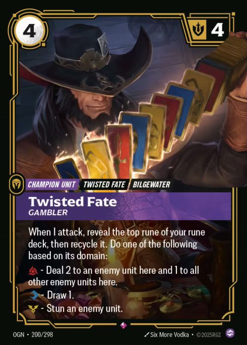 Twisted Fate - Gambler  - 200/298 - Rare -  Riftbound - Origins