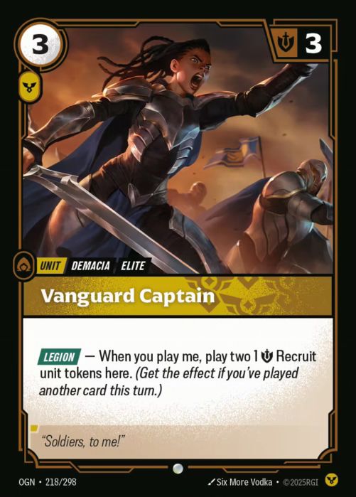 PLAYSET (3) 3x Vanguard Captain  - 218/298 - Common -  Riftbound - Origins