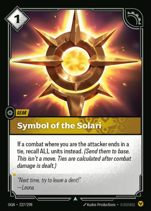 [ FOIL ] Symbol of the Solari  - 227/298 - FOIL Uncommon -  Riftbound - Origins