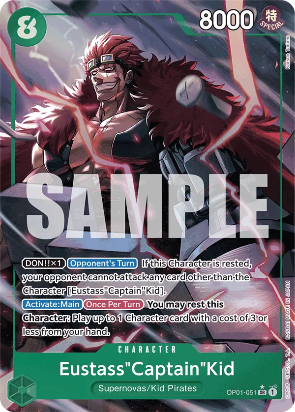 [ALTERNATE ART] Eustass"Captain"Kid (GREEN) - OP01-051 - SR PRB-01 THE BEST Premium Booster