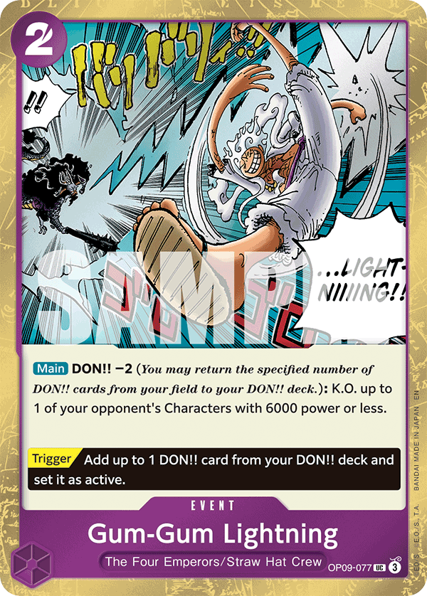 Gum-Gum Lightning OP09-077 -  [PIRATE FOIL]  [PRB-02] Premium Booster - THE BEST - VOL. 2