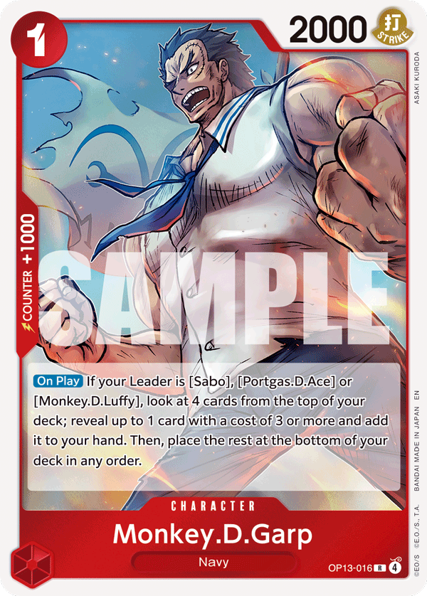 Monkey.D.Garp OP13-016 - Rare OP-13 Carrying On His Will