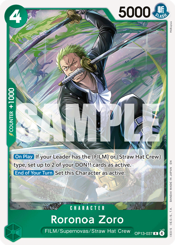 Roronoa Zoro OP13-037 - Rare OP-13 Carrying On His Will