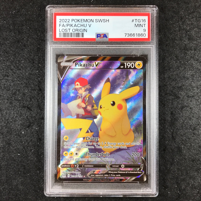 PSA 9 Pikachu V - TG16/TG30 - Pokemon Lost Origin Trainer Gallery 860-Cherry Collectables