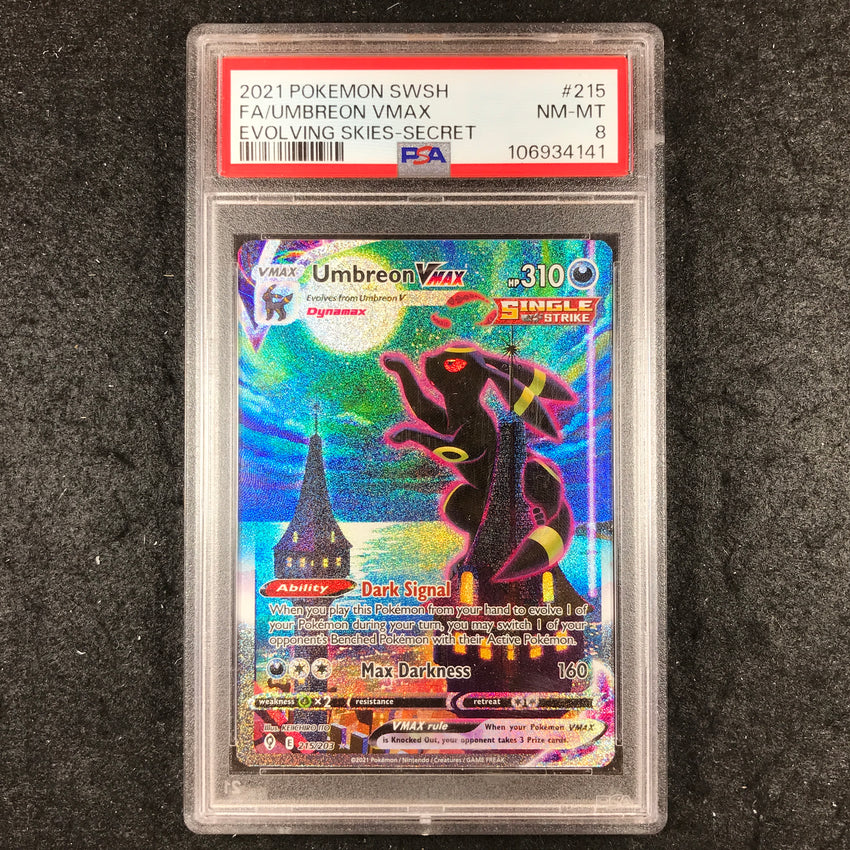 PSA 8 Umbreon VMAX - 215/203 - Pokemon Evolving Skies Secret 141-Cherry Collectables
