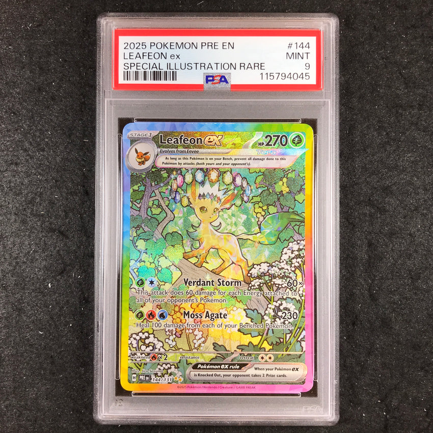 PSA 9 Leafeon ex - 144 - Pokemon Prismatic Evolutions Special Illustration Rare 045-Cherry Collectables